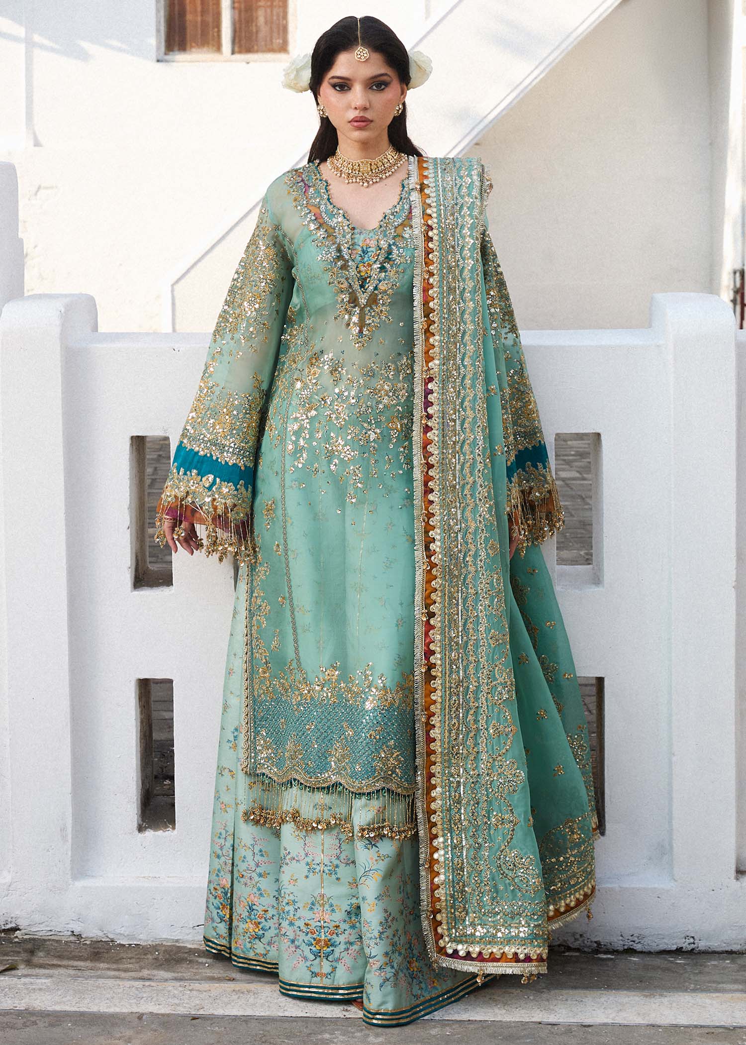 green emerald velvet dress Miraye – HussainRehar