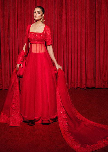 hussain rehar red dress Alta by Hussain Rehar - Luxury Plum Organza Wedding Dress