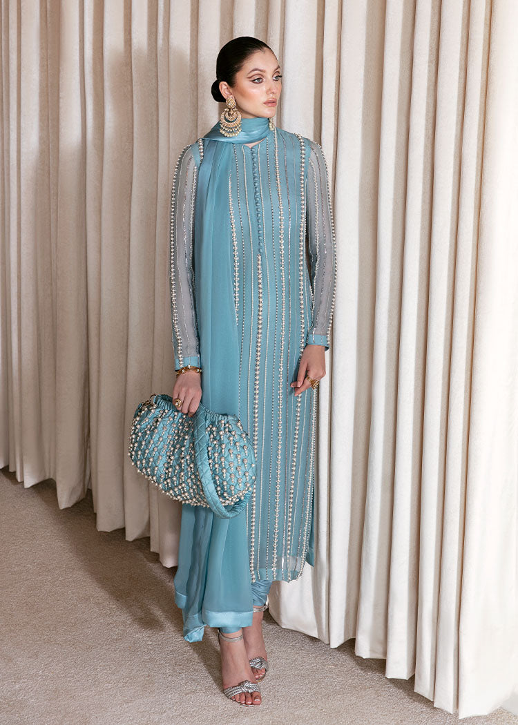 hussain rehar blue dress Rent Hussain Rehar Blue Dress UK 12