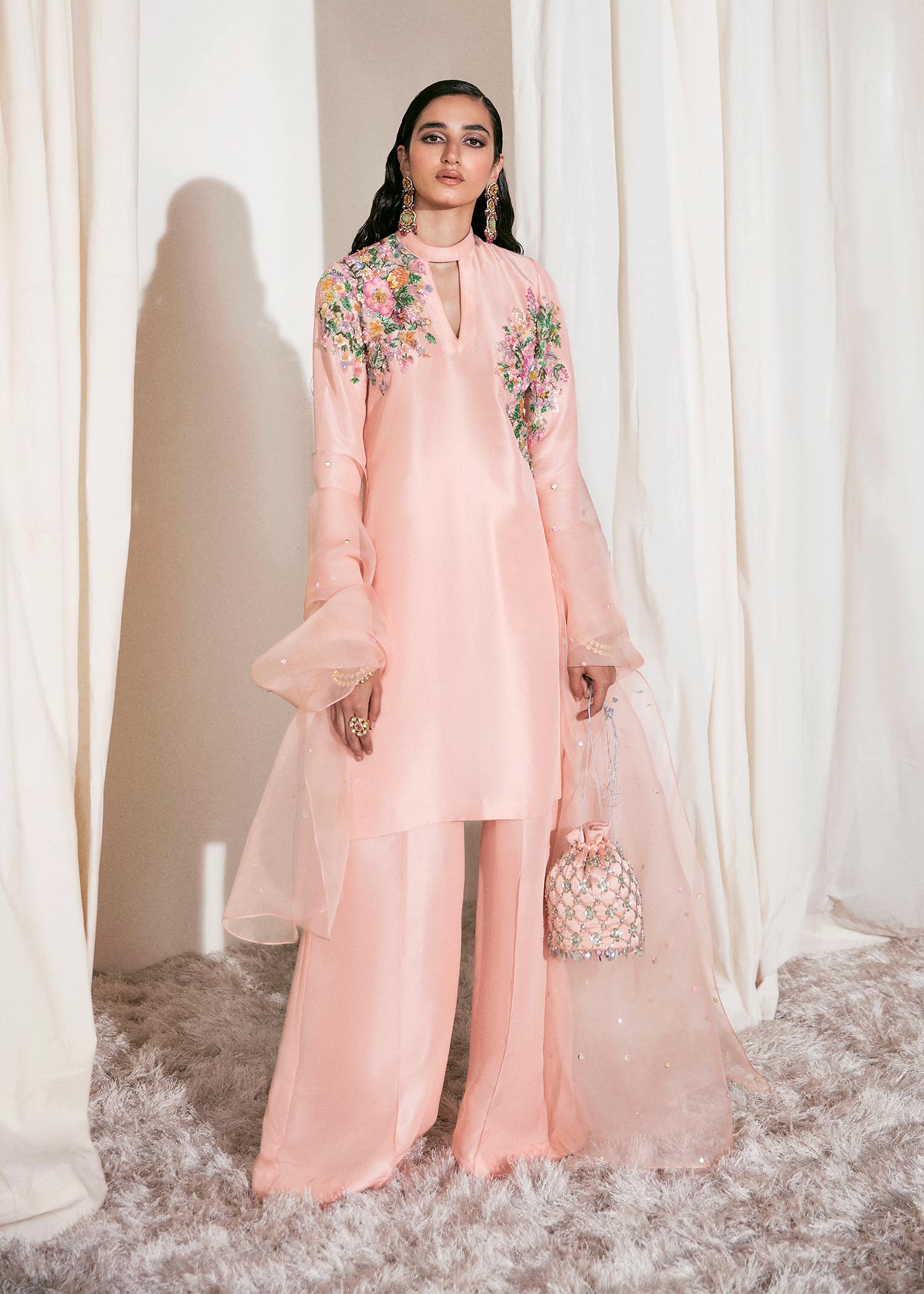 hussain rehar pink dress Hussain Rehar Luxury Lawn '25 Blush Bloom in Signature Pink Elegance clothesforum