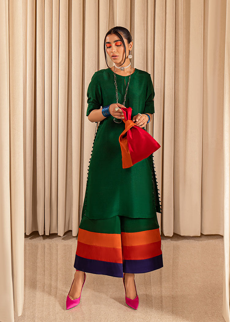 green emerald velvet dress Hussain Rehar | Festive September'24 main image 1
