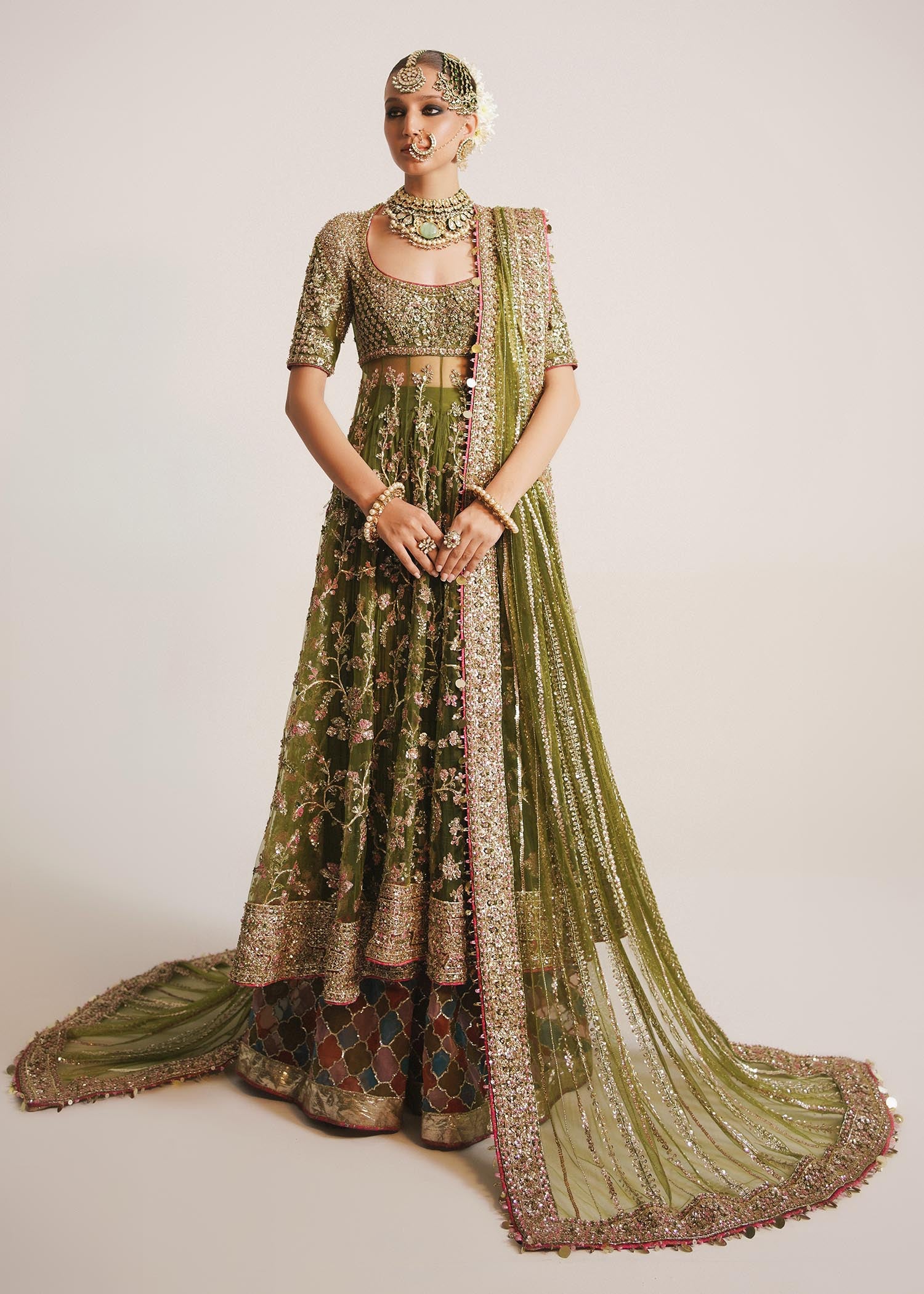 hussain rehar green dress Moong – HussainRehar