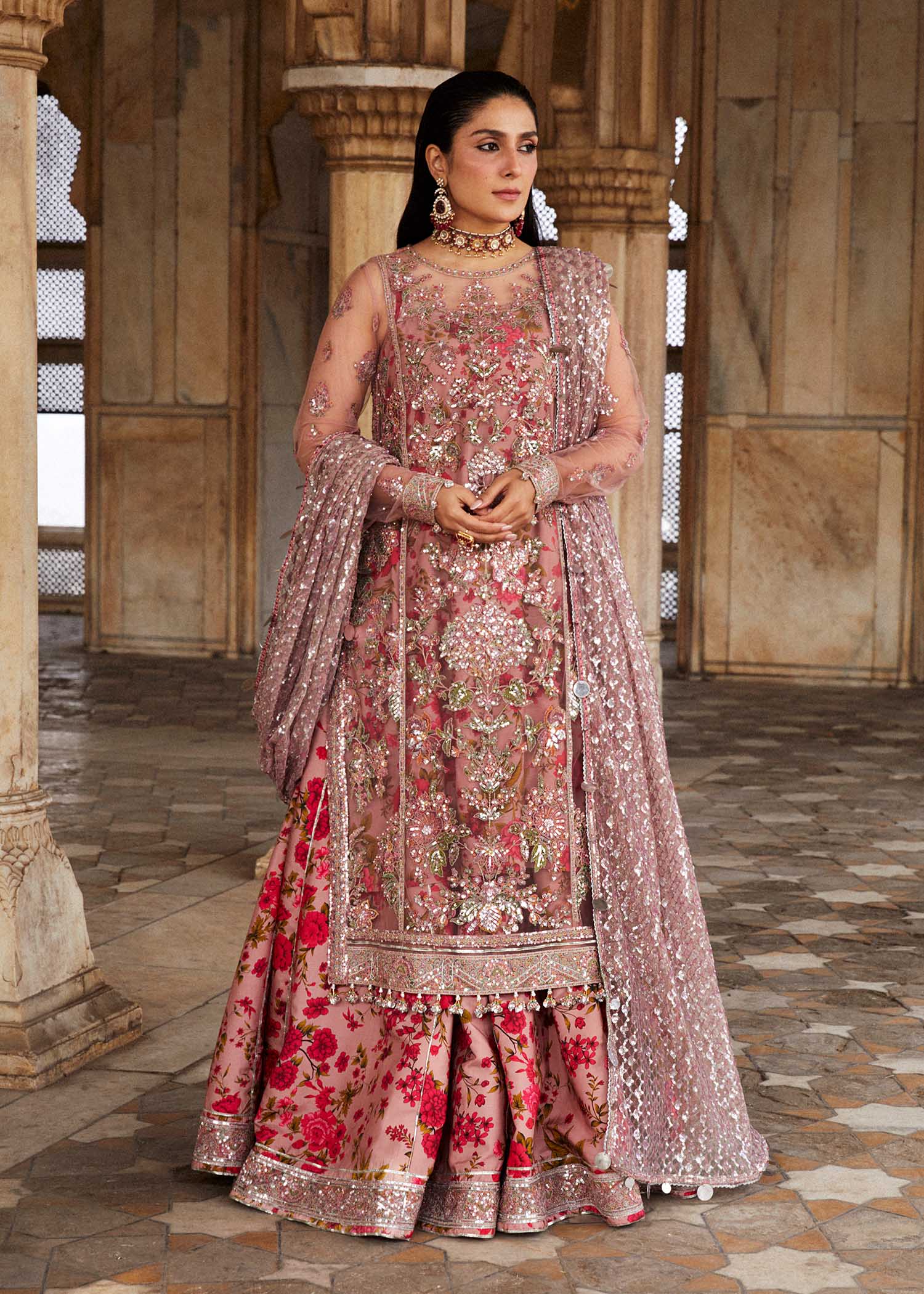 hussain rehar pink dress Sham – HussainRehar