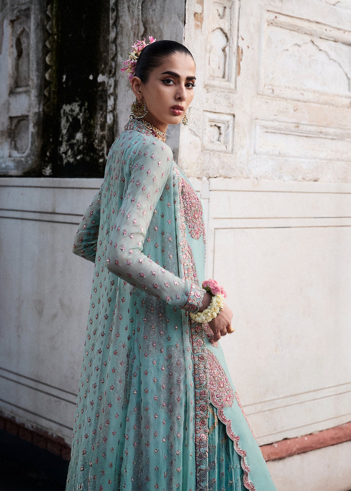 hussain rehar ice blue dress Maa'iya HussainRehar
