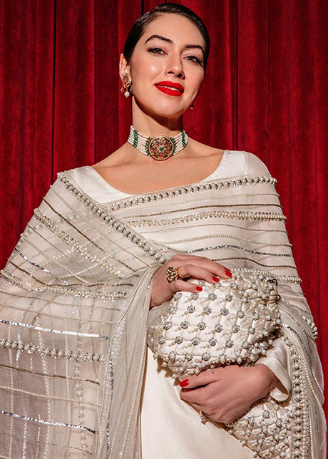 hania amir white silk dress Hania Aamir
