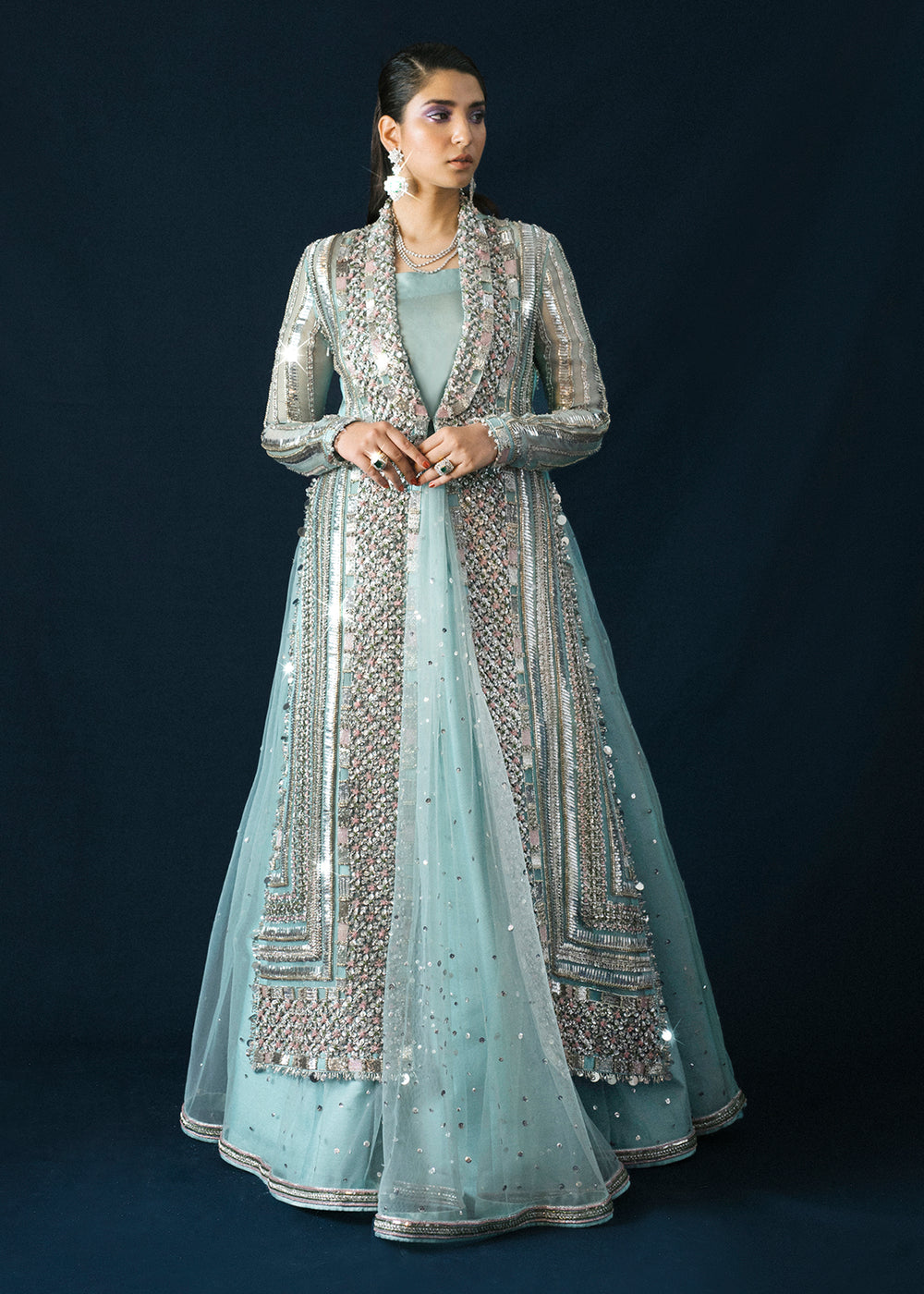 hussain rehar sky blue dress ZAIR  HussainRehar